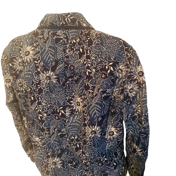 Eddie Bauer cotton and linen blue floral jacket size 8 - Picture 7 of 8
